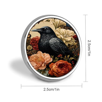 Gothic Raven Flowers Badge Pin Round Badge Metal Button Badges Brooch Lapel Pin for Men Women 1 Inch - color: style-8