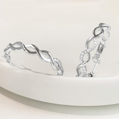 Hoop Earrings for Women, 14K Gold Sterling Silver Chunky Twisted Hoops Earring Hypoallergenic Ear Jewelry - color: Silver-30mm