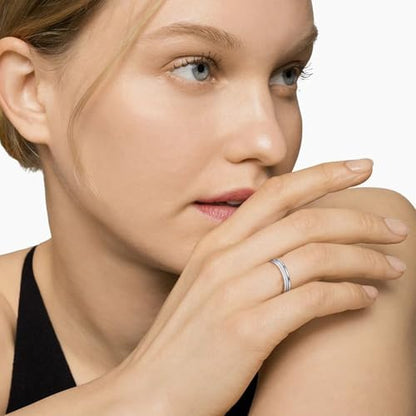 OOOPEL Sterling Silver Adjustable Ring S925 Silver Rings for Women Cubic Zirconia Twist Love Knot Dainty Ring Silver Minimalist Open Finger Rings Silver Thumb Sterling Silver Ring - color: silver-A