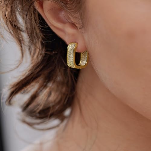 Luxury Paved Cubic Zirconia Hoop Earrings for Women Wedding Trendy Jewelry - color: E1934