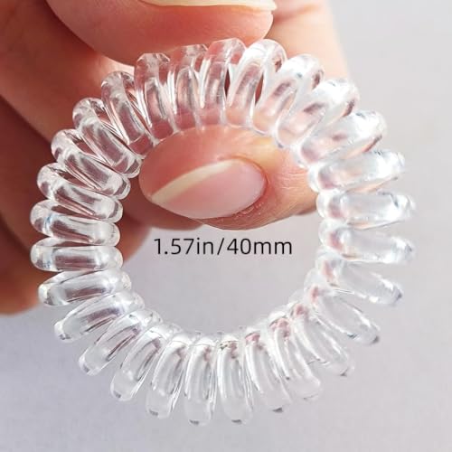 20 Pcs Spiral Hair Ties, Traceless Ponytail Holders, Clear Elastic Hair Accessories, Coil Scrunchies for Women, No Crease Coiled Hair Elastics for Thick or Thin Hair
