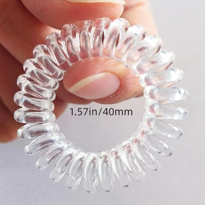 20 Pcs Spiral Hair Ties, Traceless Ponytail Holders, Clear Elastic Hair Accessories, Coil Scrunchies for Women, No Crease Coiled Hair Elastics for Thick or Thin Hair