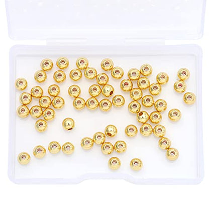 14K Gold Plated Round Spacer Beads 5mm 60pcs for Jewelry Making Findings Non Tarnish - color: 14K Gold, size: 5mm