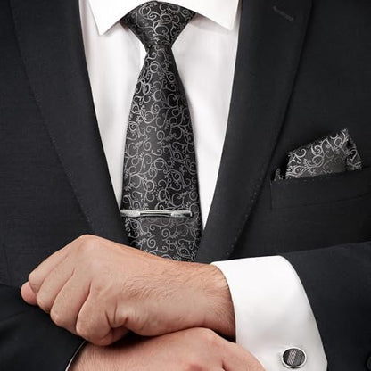 Premium Men’s Gift Tie Set Silky Necktie Pocket Squares Tie Clips Cufflinks For Men - color: Men's Style 5