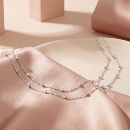 Layered Waist Chain for Women Waterproof, 14K Gold/Silver Plated Belly Chain Belt Waist Beads Chain Herringbone Snake Satellite Body Chain Beach Summer Fashion Jewelry Gift - style: Style 2-Silver