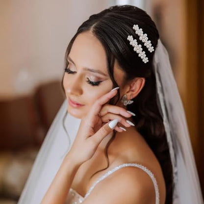 2PCS Pearl Clips for Hair Elegant Flower Pearl Barrette Jewelry