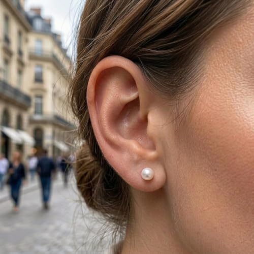 ToHeart 5 Pairs 14K Gold Silver Plated Pearl Stud Earrings for Women 3-7MM | Hypoallergenic Pearl Earrings Set Lightweight Cartilage Piercing Earrings Jewelry Gifts for Women - style: Silver