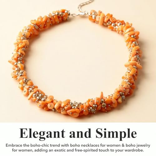 Beaded Necklaces Necklaces Shell- Colorful Beads y Summer 20-23 Inch - color: Orange