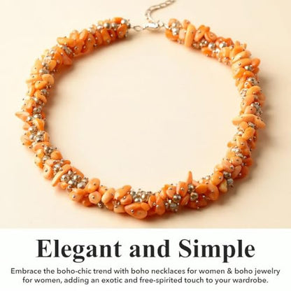 Beaded Necklaces Necklaces Shell- Colorful Beads y Summer 20-23 Inch - color: Orange