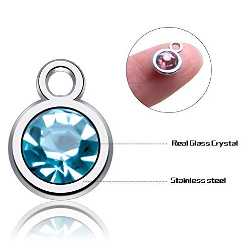 Aylifu Birthstone Charms Crystal Pendant Charms 12 Months Birth Charms for Necklace Bracelet Earring - color: 12 Birthstone Colors