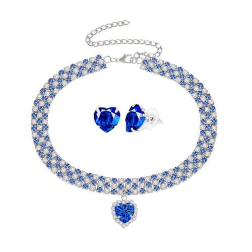 Silver Plated Necklace Earrings Bracelet Crystal Bridal Wedding Jewelry Sets for Wedding princess birthday party Halloween Prom Pageant Jewelry - color: 4-blue