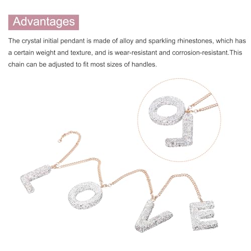 MECCANIXITY Bling Car Letter Charm, Initial a Letter Interior Car Rear View Mirror Decoration Hanging Crystal Ornaments for Women Bags Water Cup DIY Craft, Silver - style: Letter A