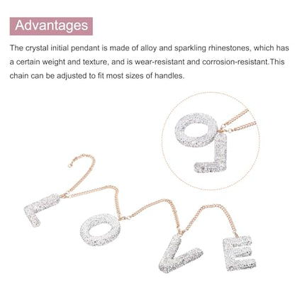 MECCANIXITY Bling Car Letter Charm, Initial E Letter Interior Car Rear View Mirror Decoration Hanging Crystal Ornaments for Women Bags Water Cup DIY Craft, Silver - style: Letter E