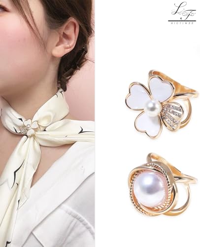 Scarf Rings Buckle And Slides For Women Scarves Pin Tshirt Ties Clip For The Side 3CP - color: Camellia silk scarf buckle