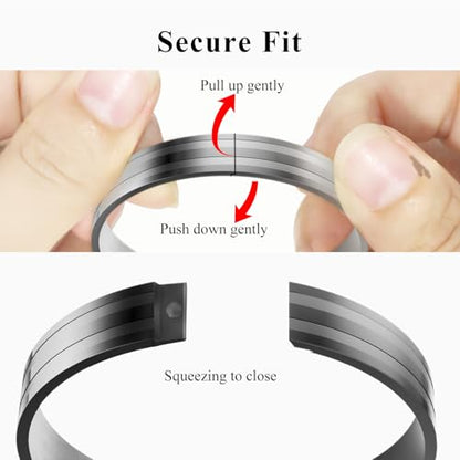 18K Gold Plated Bracelet Love Bangles for Women, 6.7in / 7.1in | Stainless steel, Waterproof & Non tarnish. Elegant & Shining. Verstaile for daily wear, perfect for stacking. Ideal Gift. - color: Black-7.1in