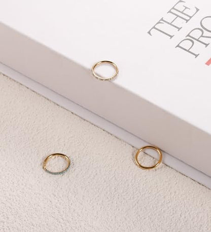 3pcs Nose Rings Hoops - 316L Surgical Steel Nose Hoops 16G/18G/20G CZ Opal Turquoise Clicker Septum Nose Ring Lip Helix Cartilage Hoop Earring Daith Rook Conch Body Piercing Jewelry for Women Men 6mm 8mm 10mm - color: Gold, size: 16 gauge(1.2mm)-10mm
