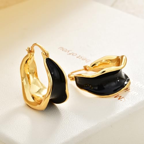 14K Gold Plated Chunky Hoop Earrings for Women Vintage Leopard Print Hoops Large Round Hoop Earrings Jewelry - style: Hoop J