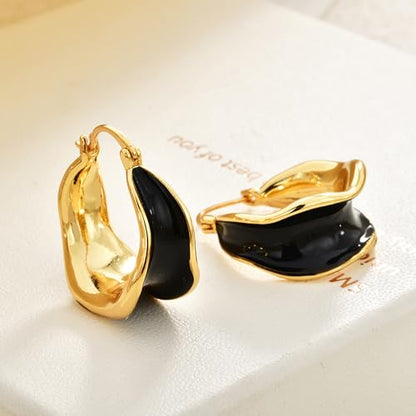 14K Gold Plated Chunky Hoop Earrings for Women Vintage Leopard Print Hoops Large Round Hoop Earrings Jewelry - style: Hoop J