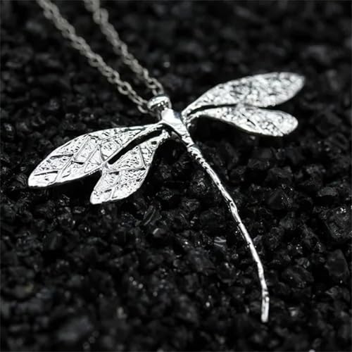 925 Sterling Silver Necklace for Women Trendy, Charming Layered Necklace with Cubic Zirconia Pendant for Her Womens Dainty Diamond Choker Necklaces Holiday Jewelry Gifts for Mom Wife Daughter Lover - color: Dragonfly-Silver