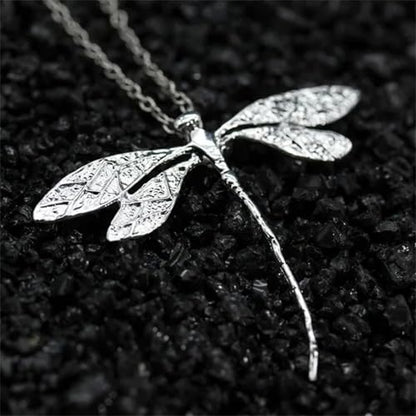 925 Sterling Silver Necklace for Women Trendy, Charming Layered Necklace with Cubic Zirconia Pendant for Her Womens Dainty Diamond Choker Necklaces Holiday Jewelry Gifts for Mom Wife Daughter Lover - color: Dragonfly-Silver