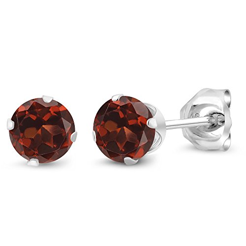 Gem Stone King 925 Sterling Silver Round 4MM Gemstone Birthstone Stud Earrings For Women Men - style: Garnet, January