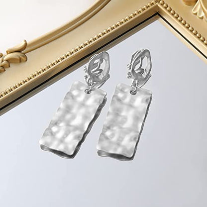 Women's Statement Clip-On Earrings Hypoallergenic Lightweight Clip Earrings - color: silver geometry