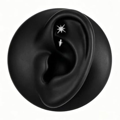 1PC Titanium Rook Piercing Jewelry 16G 8mm, ASTM F136 Curved Barbells Eyebrow Rings, Internally Threaded Screw on - color: North Star-Tit