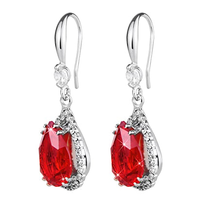 Linawe Imitation Diamond Dangle Earrings for Women Trendy, Rhinestone Drop Chandelier Earrings, Teardrop Crystal Cubic Zirconia Wedding Jewelry Set, 14K Gold/Rose Gold/Silver Tone - color: Silver,July