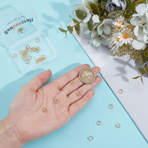 Beebeecraft 1 Box 30Pcs Locking Jump Rings 18K Gold Plated OD 7.5mm ID 5mm Split Round Open Jump Ring Connector Links for Jewelry Making DIY Crafts Necklace Bracelet Keychain - color: Gold