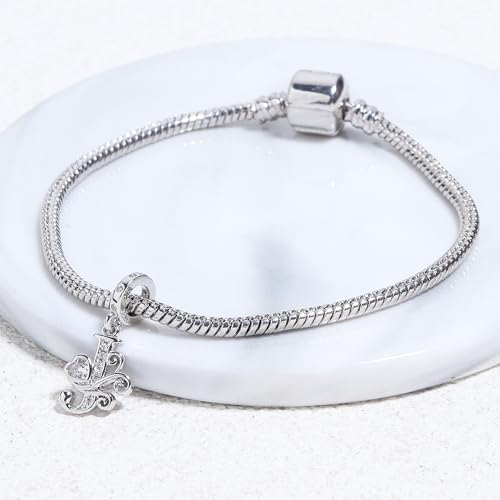 925 Sterling Silver Letter Charms for Pandora Bracelets Silver Letter A Alphabet Charm Initial Dangle Charms Beads Jewelry Gift for Women - style: Dangle Letter Charm J
