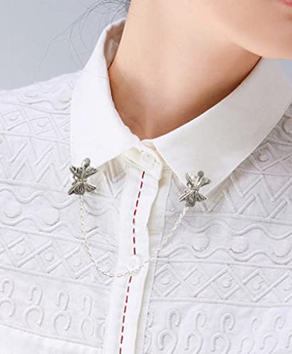 6 Pcs Antique Sweater Shawl Clip Chain Renaissance Style Rose Bowknot Brooch Flowers Wings Heart Cardigan Pin Gold sliver For Woman Men - style: B:6Pcs(Butterfly)