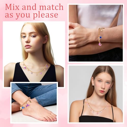 Wurosi Gold 443PCS Gold Charm Bracelet Necklace Making Kit for Women | Includ 8 Paperclip Chain Bracelets,4 Paperclip Chain Necklaces,Accessories for Jewelry Making,Crafts Beginner Supplies Gift - color: 443 Pcs Gold Bracelet Necklace