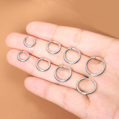 Small Hoop Earrings for Women Men Girls 14k Real Gold Plated Thin Gold Huggie Hoops Set for Cartilage Helix Hypoallergenic Surgical Stainless Steel 6/8/10/12mm - color: Silver, style: Thinner-1.6mm