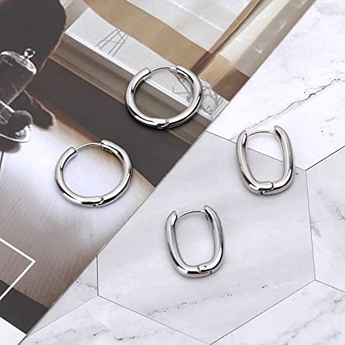 Wgoud 6 Pairs Chunky Gold Hoop Earrings for Women, 14K Gold Plated Hoop Earrings Hypoallergenic, Thick Lightweight Twisted Huggie Hoops Earring Set for Women’s Jewelry GIfts - color: 6 Pairs Silver