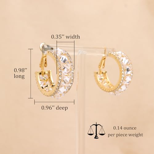 Sonateomber Gold Chunky Crystal Hoop Earrings for Women, Trendy Statement Sparkly CZ Rhinestone Thick Open Hoops Earings Hypoallergenic Wedding Prom Everyday Accessories Fashion Jewelry Gift - color: Gold CZ