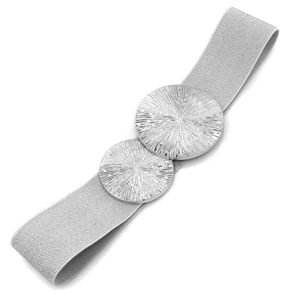 Women Wide Stretchy Waist Belts Elastic Cinch Belt for Dresses - color: Bling Silver Band Silver Buckle, size: Fit Waist 28"-30"