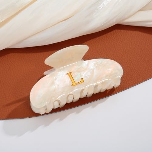 LILIE&WHITE Acrylic Letter Hair Clips For Women Stylish L Monogram | Alphabet Hair Clip Fashion Glitter Claw Clips Elegant And Durable Hair Accessory Large Hair Clips L - color: HC22539L