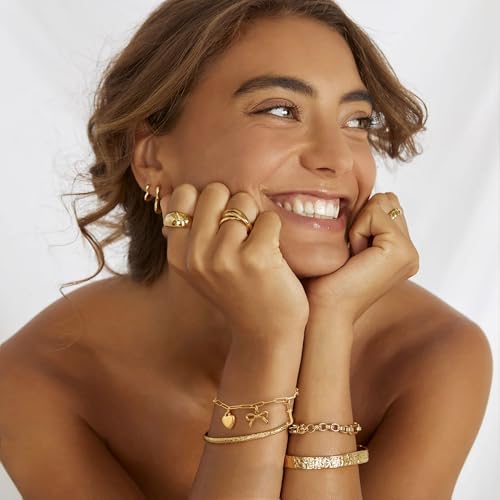 14K Gold Plated Bracelet for Women Simple Jewelry Initial A-Z Bracelet Dainty Chain Gifts for Women Birthday Unique Dainty Letter Charm Bracelet with Bow Anniversaries Gifts for Mother Her Jewelry Gift - style: T