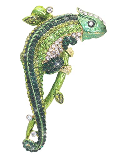 Retro Lizard Gecko Spider Animal Brooch Lapel Pin Dainty Rhinestone Crystal Brooch Costume Jewelry Accessories for Scarf Corsage - color: Big Lizard Green