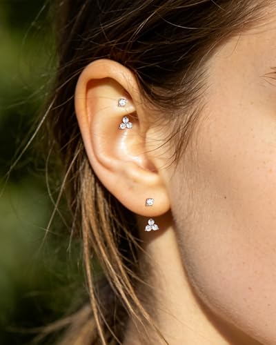 Minimalist Rook Piercing Jewelry, 16G Eyebrow Rook Earrings for Women, Stainless Steel Vertical Helix Lobe Earrings 6/8MM - color: WG-6MM