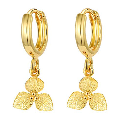 XYJZXY Gold Huggie Small Hoop Earrings with Charm Personalized Snake/Evil Eye/Star/Cross/Lock/Key 18k Gold Plated Crystal Drop Dangle Earrings for Women - style: Flower