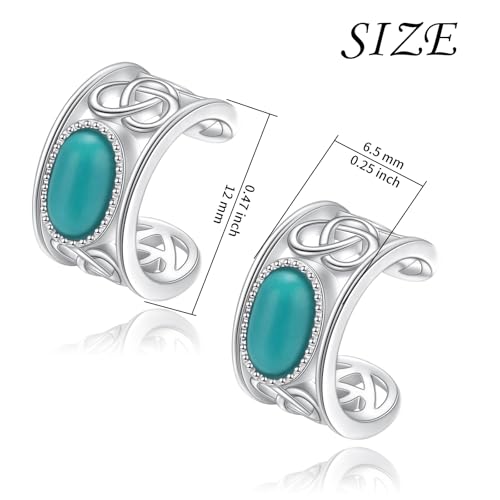 Birthday Gifts 925 Sterling Silver Ear Cuff Non Pierced Fake Cartilage Cuffs Huggie Earrings for Women Girls - Set of 2 - style: Celtic Turquoise
