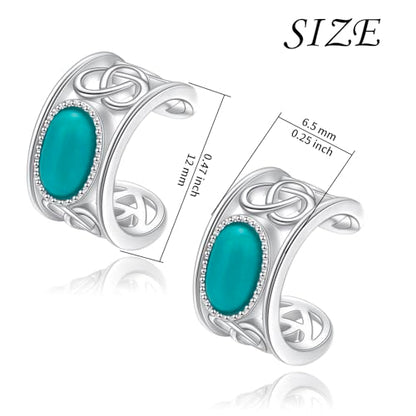 Birthday Gifts 925 Sterling Silver Ear Cuff Non Pierced Fake Cartilage Cuffs Huggie Earrings for Women Girls - Set of 2 - style: Celtic Turquoise