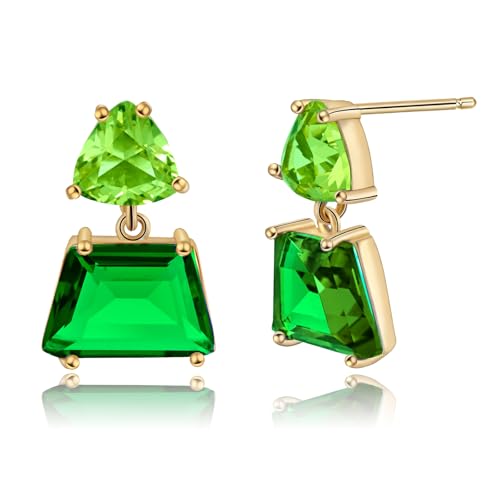 Hypoallergenic Brown Crystal Dangle Earrings for Women | Fashionable Amber Drops Ideal for Sensitive Ears - color: Green, size: Small