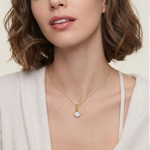 MSBLUE Infinity 1CT Moissanite Pendant Necklace, Gift for Her | Sterling Silver Infinity Design with 18+2 Inch Chain and GRA Certificate - color: Yellow