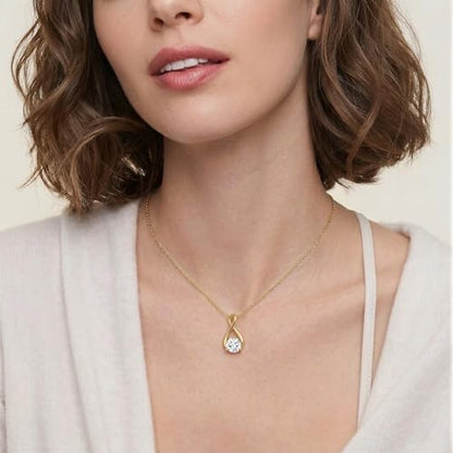 MSBLUE Infinity 1CT Moissanite Pendant Necklace, Gift for Her | Sterling Silver Infinity Design with 18+2 Inch Chain and GRA Certificate - color: Yellow