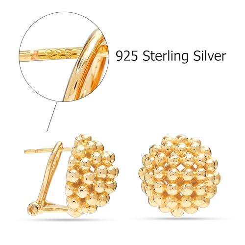 LeCalla 925 Sterling Silver Stud Earrings for Women | Pierced Omega Back Earring | Omega Earrings Jewelry Gift for Her, Wife | Daily Wear & Special Occasion Earring - color: Omega Back 02