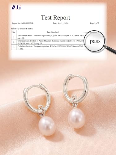 Pearl Drop Earrings 14K Gold Plated Dainty Bridesmaid Jewelry Gift - color: silver