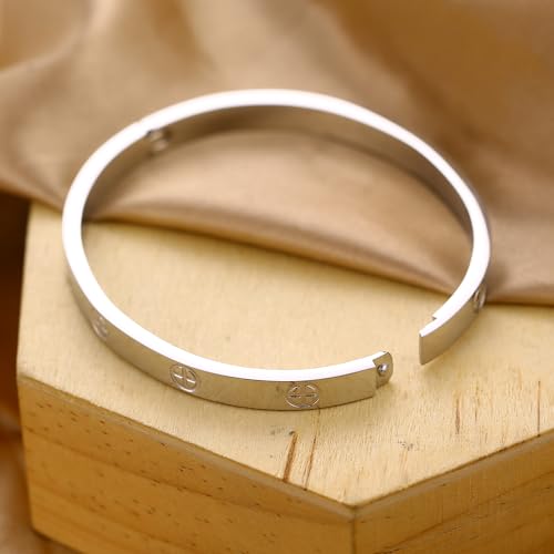 Women's Stainless Steel 18K Gold-Plated Cubic Zirconia Bracelet, Love and Friendship Jewelry Bracelet, Cuff Crystal Jewelry for Mother's Day, Father's Day, Valentine's Day, the Best Gifts for Married and Birthdays - color: Cross Silvery