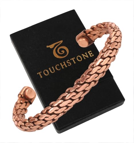 Touchstone Copper bracelet Tibetan style. Hand forged with solid and high gauge pure copper. Elegant weave pattern. - style: Braided 6